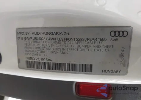 2018 Audi Tt 2.0T from USA, damaged, VIN TRUT5CFV2J1014342